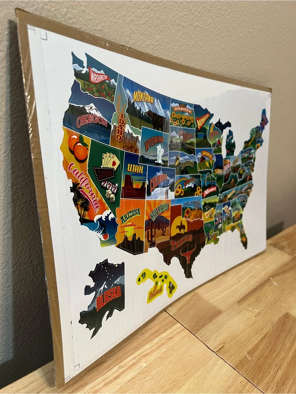 New USA 50 States Travel Map Sticker Set Sealed